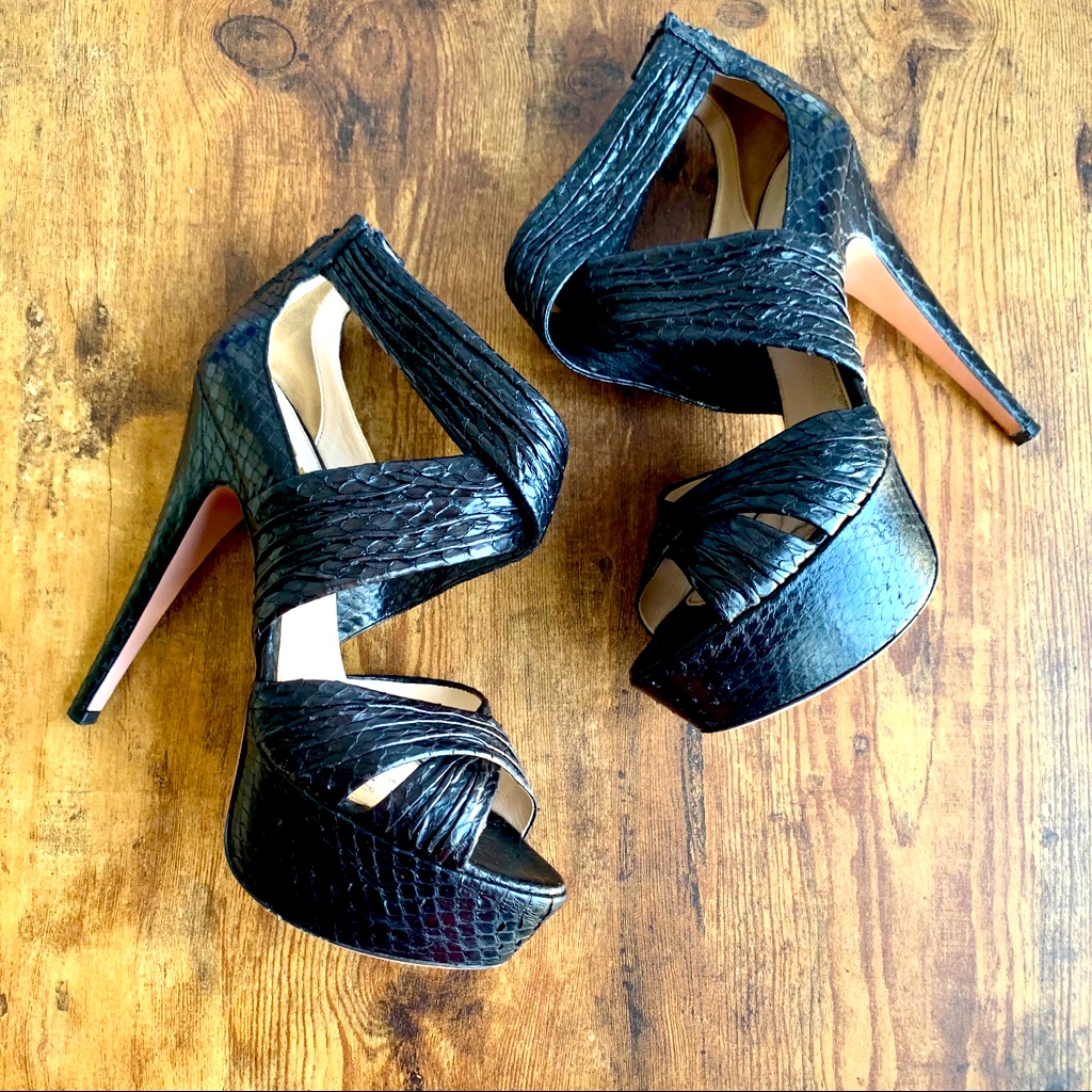 Prada Python Leather Platform Heels